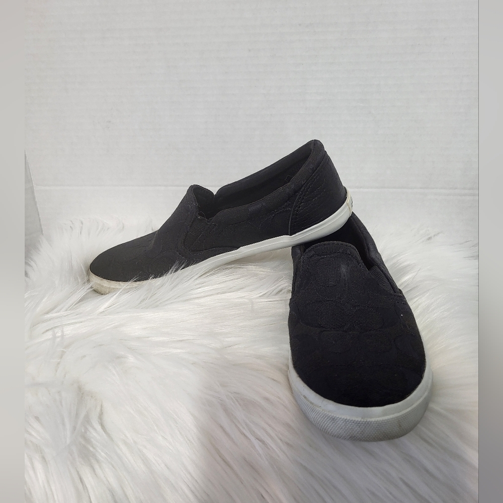 Coach Alegria Black Patterned Slip-On Shoes, Size 6